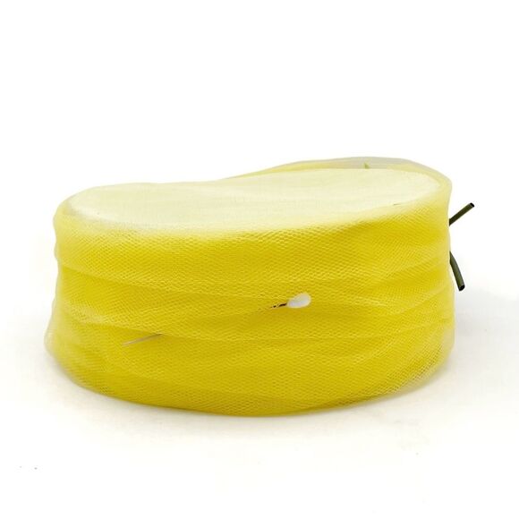 Vintage 1950s Lemon Yellow Pillbox Hat with Roses & Tulle Netting Union Made USA - Picture 4 of 14